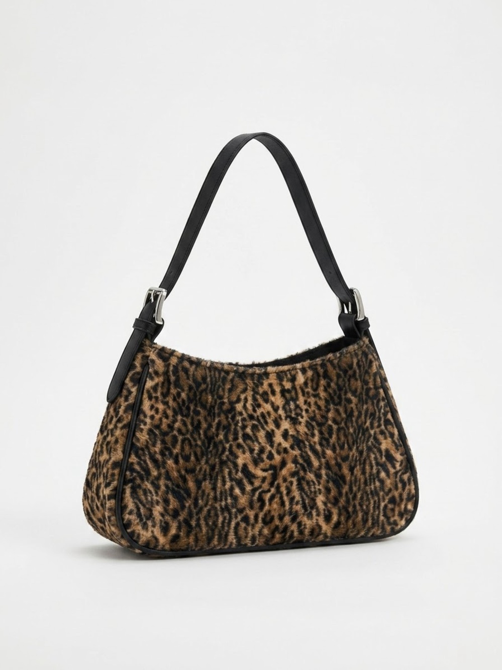 Leopard Print Shoulder Bag with Black Strap - Good Condition